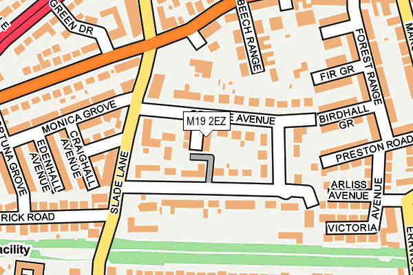 M19 2EZ map - OS OpenMap – Local (Ordnance Survey)