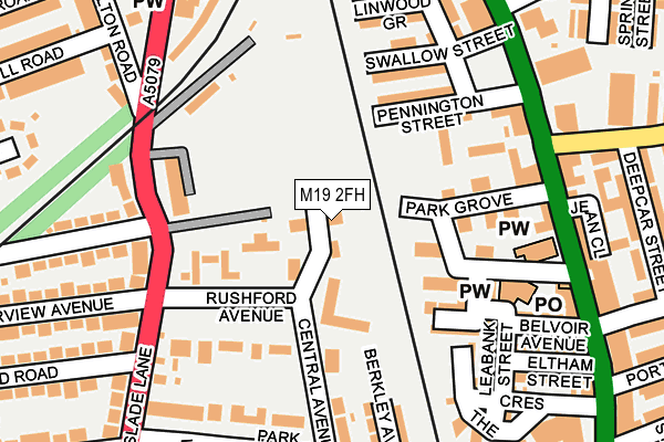 M19 2FH map - OS OpenMap – Local (Ordnance Survey)