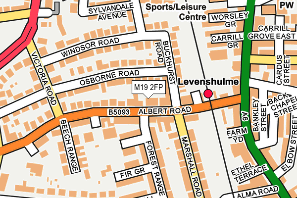 M19 2FP map - OS OpenMap – Local (Ordnance Survey)