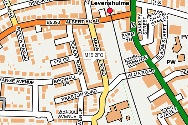 M19 2FQ map - OS OpenMap – Local (Ordnance Survey)