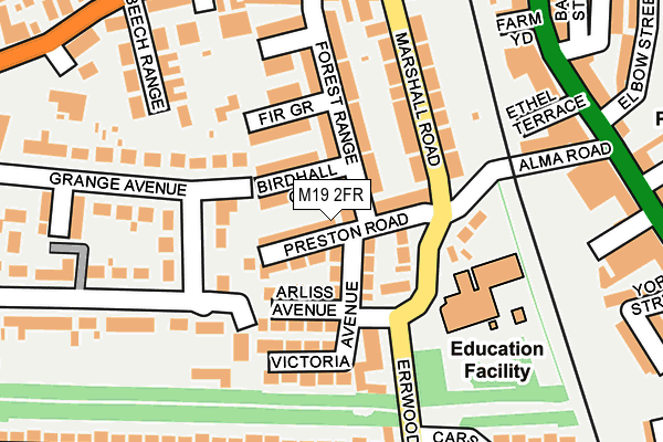 M19 2FR map - OS OpenMap – Local (Ordnance Survey)