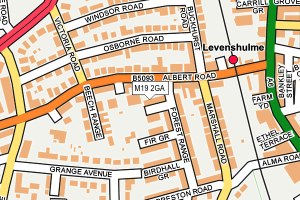 M19 2GA map - OS OpenMap – Local (Ordnance Survey)