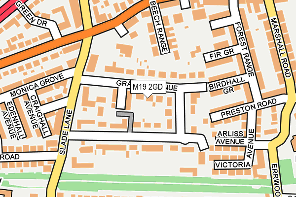 M19 2GD map - OS OpenMap – Local (Ordnance Survey)