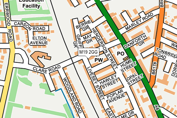 M19 2GG map - OS OpenMap – Local (Ordnance Survey)