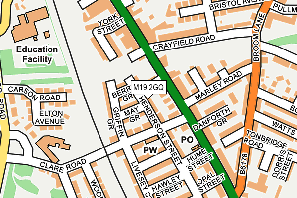 M19 2GQ map - OS OpenMap – Local (Ordnance Survey)