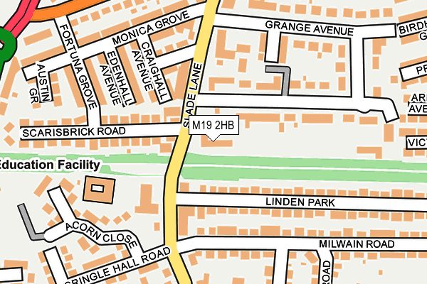 M19 2HB map - OS OpenMap – Local (Ordnance Survey)