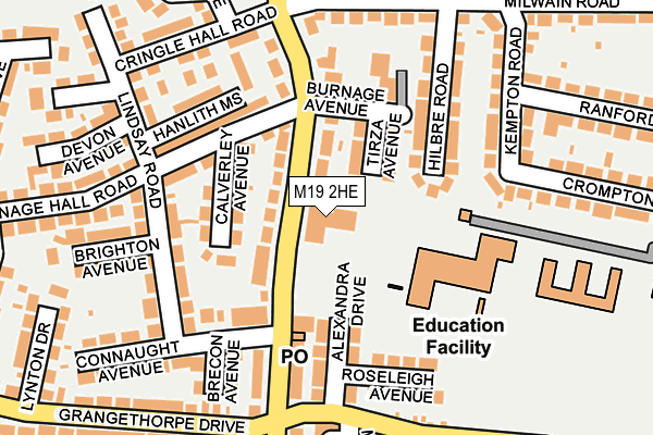 M19 2HE map - OS OpenMap – Local (Ordnance Survey)