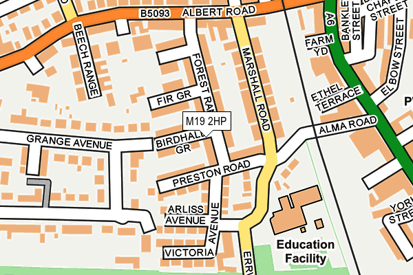 M19 2HP map - OS OpenMap – Local (Ordnance Survey)