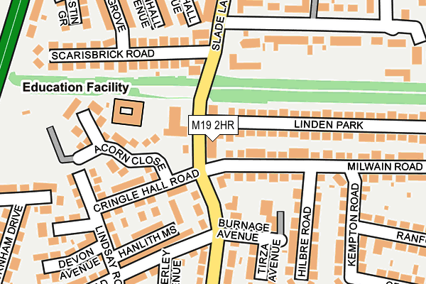M19 2HR map - OS OpenMap – Local (Ordnance Survey)