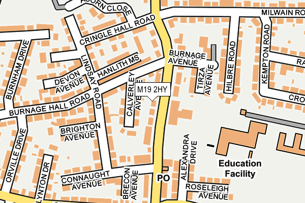 M19 2HY map - OS OpenMap – Local (Ordnance Survey)