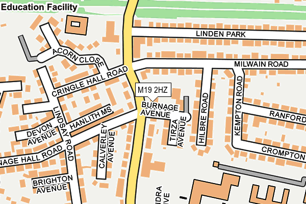 M19 2HZ map - OS OpenMap – Local (Ordnance Survey)