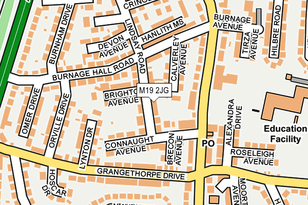 M19 2JG map - OS OpenMap – Local (Ordnance Survey)