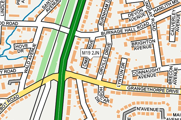 M19 2JN map - OS OpenMap – Local (Ordnance Survey)