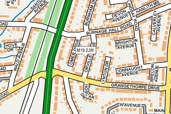 M19 2JW map - OS OpenMap – Local (Ordnance Survey)