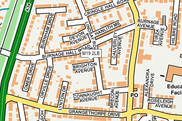 M19 2LB map - OS OpenMap – Local (Ordnance Survey)