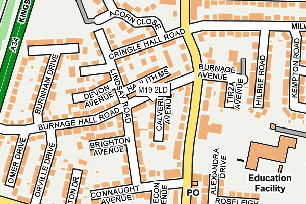 M19 2LD map - OS OpenMap – Local (Ordnance Survey)