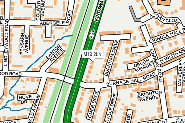 M19 2LN map - OS OpenMap – Local (Ordnance Survey)