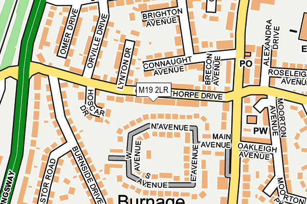 M19 2LR map - OS OpenMap – Local (Ordnance Survey)