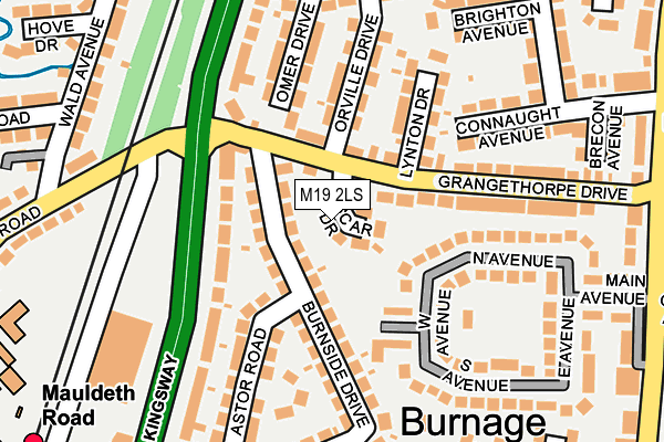 M19 2LS map - OS OpenMap – Local (Ordnance Survey)