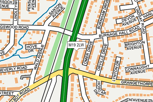 M19 2LW map - OS OpenMap – Local (Ordnance Survey)