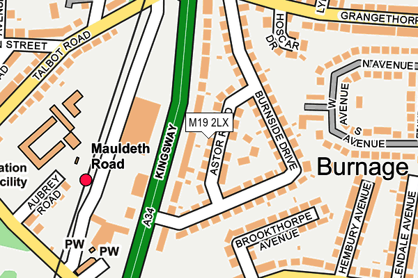 M19 2LX map - OS OpenMap – Local (Ordnance Survey)