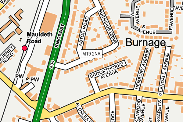 M19 2NA map - OS OpenMap – Local (Ordnance Survey)