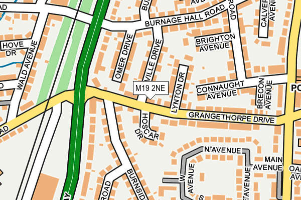 M19 2NE map - OS OpenMap – Local (Ordnance Survey)