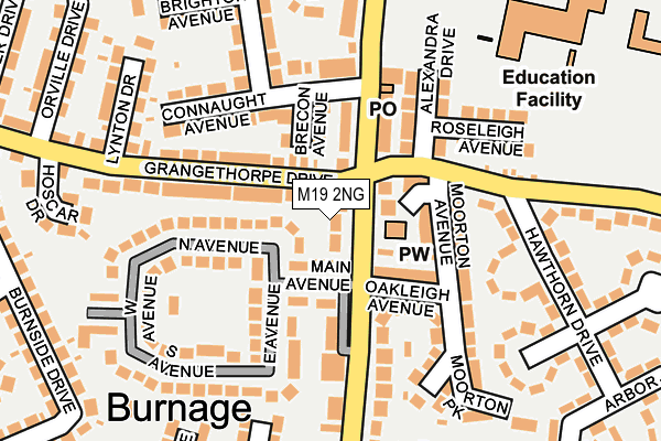 M19 2NG map - OS OpenMap – Local (Ordnance Survey)