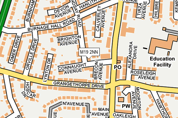 M19 2NN map - OS OpenMap – Local (Ordnance Survey)