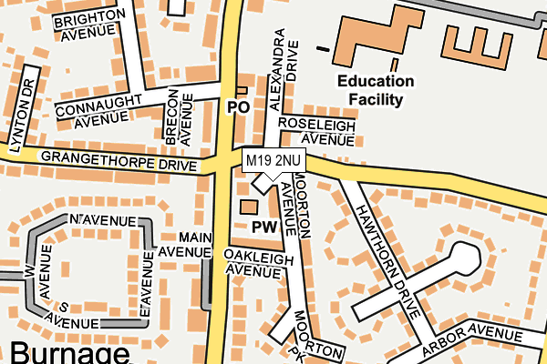 M19 2NU map - OS OpenMap – Local (Ordnance Survey)