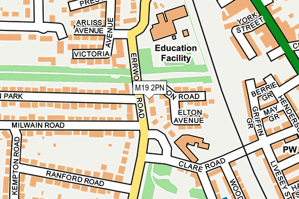 M19 2PN map - OS OpenMap – Local (Ordnance Survey)