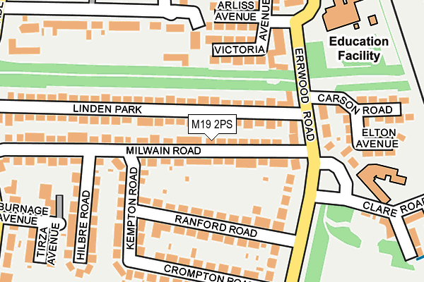 M19 2PS map - OS OpenMap – Local (Ordnance Survey)