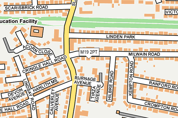 M19 2PT map - OS OpenMap – Local (Ordnance Survey)