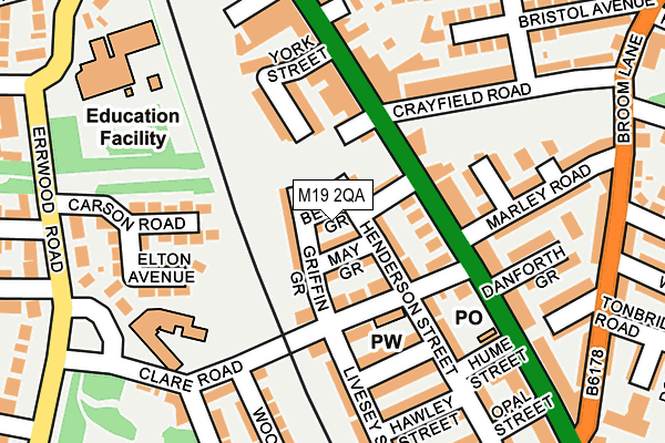 M19 2QA map - OS OpenMap – Local (Ordnance Survey)