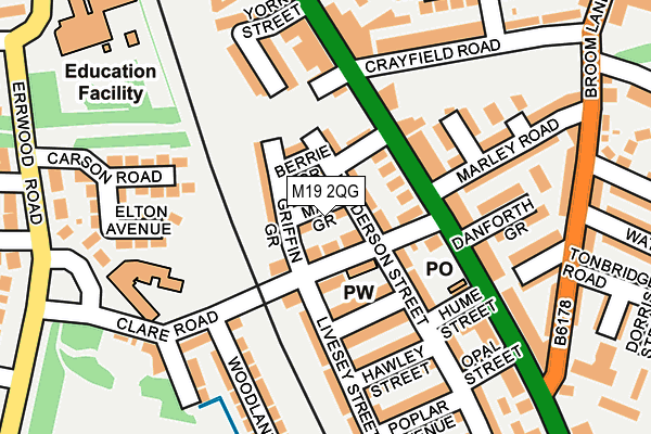 M19 2QG map - OS OpenMap – Local (Ordnance Survey)