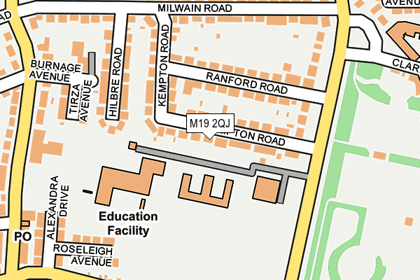 M19 2QJ map - OS OpenMap – Local (Ordnance Survey)