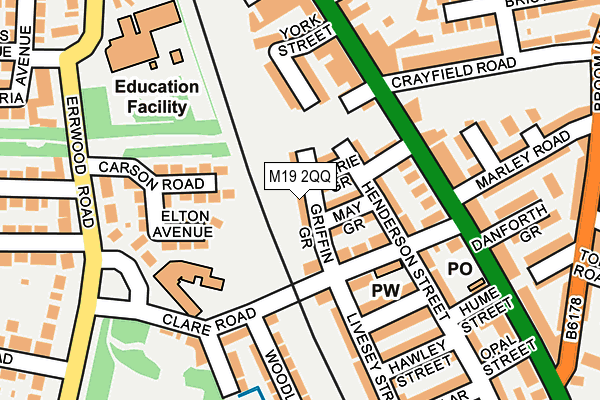 M19 2QQ map - OS OpenMap – Local (Ordnance Survey)