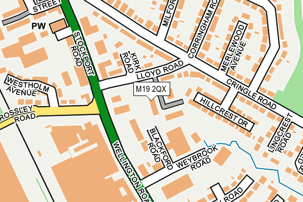 M19 2QX map - OS OpenMap – Local (Ordnance Survey)