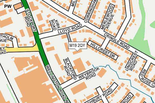 M19 2QY map - OS OpenMap – Local (Ordnance Survey)