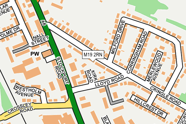 M19 2RN map - OS OpenMap – Local (Ordnance Survey)
