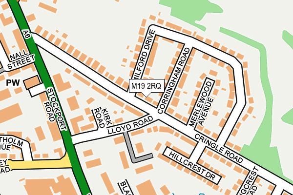 M19 2RQ map - OS OpenMap – Local (Ordnance Survey)