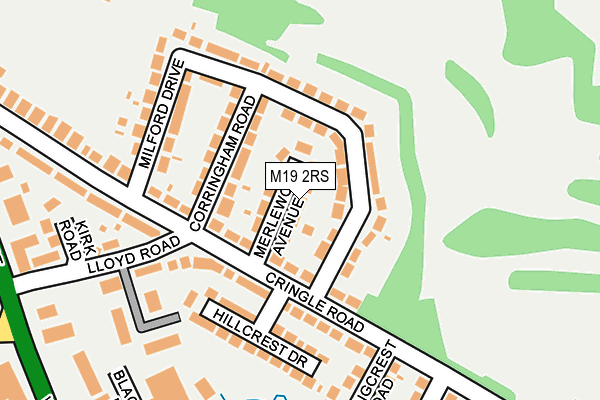 M19 2RS map - OS OpenMap – Local (Ordnance Survey)