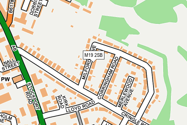 M19 2SB map - OS OpenMap – Local (Ordnance Survey)