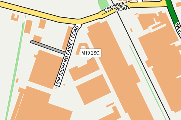 M19 2SQ map - OS OpenMap – Local (Ordnance Survey)