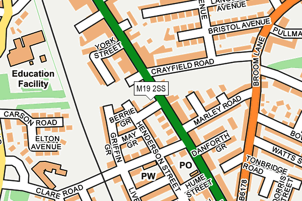 M19 2SS map - OS OpenMap – Local (Ordnance Survey)