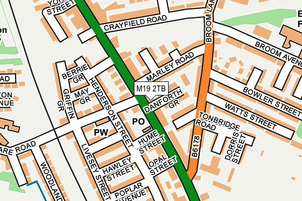 M19 2TB map - OS OpenMap – Local (Ordnance Survey)