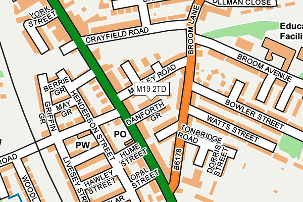 M19 2TD map - OS OpenMap – Local (Ordnance Survey)