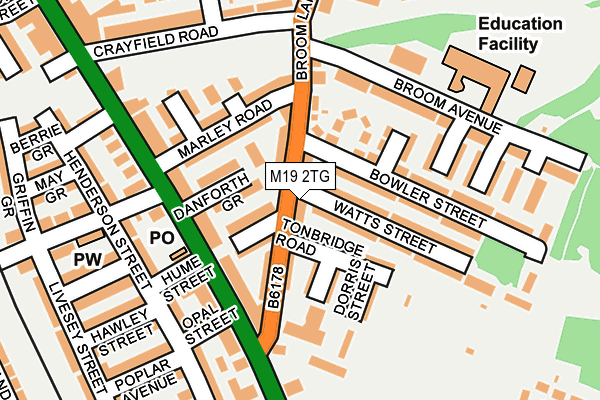 M19 2TG map - OS OpenMap – Local (Ordnance Survey)