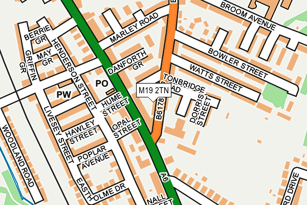 M19 2TN map - OS OpenMap – Local (Ordnance Survey)