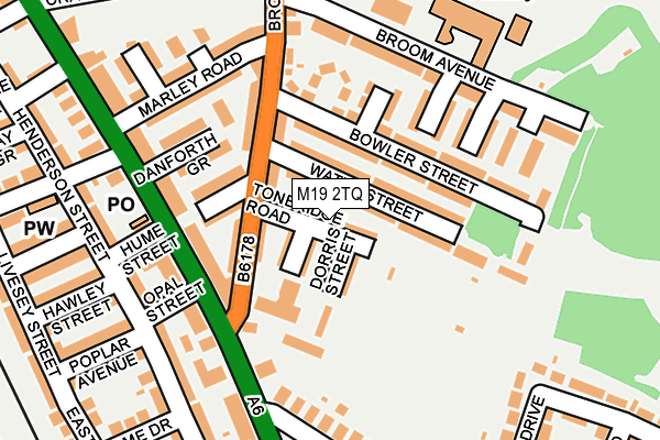 M19 2TQ map - OS OpenMap – Local (Ordnance Survey)